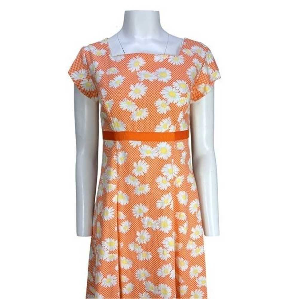 VTG 70’s handmade Orange off White Daisy Printed … - image 2