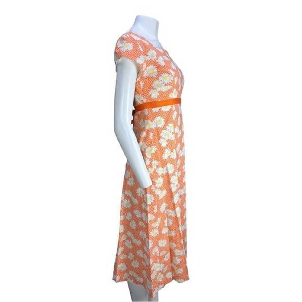 VTG 70’s handmade Orange off White Daisy Printed … - image 3