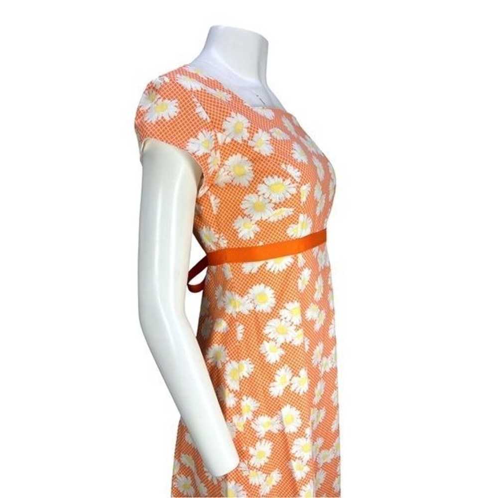 VTG 70’s handmade Orange off White Daisy Printed … - image 4