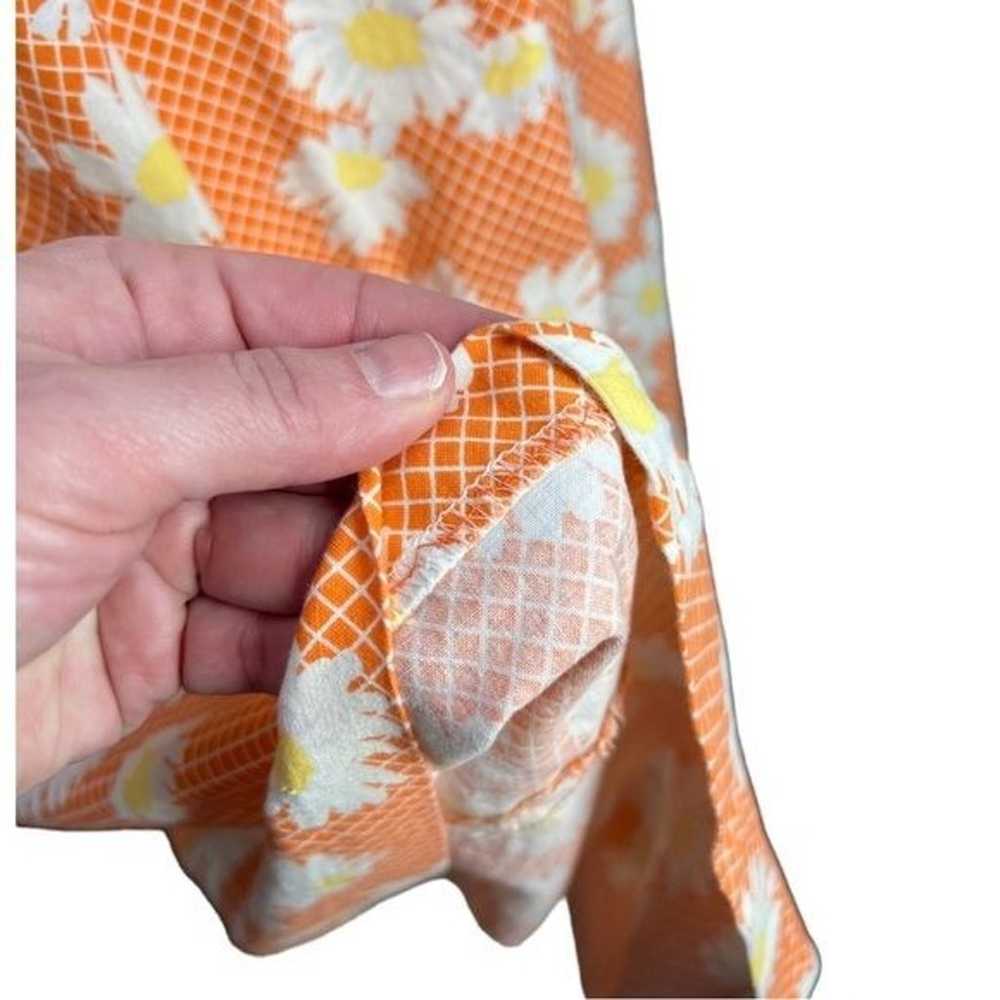 VTG 70’s handmade Orange off White Daisy Printed … - image 5