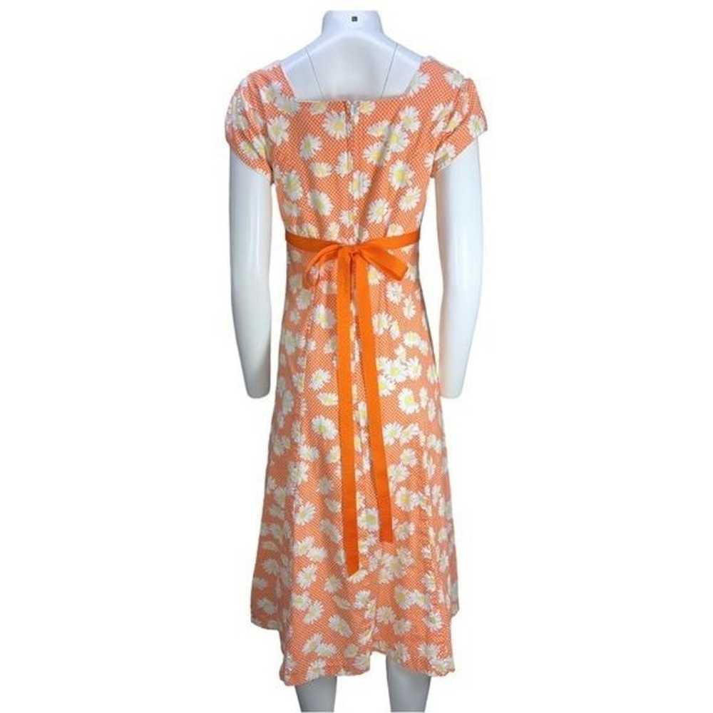 VTG 70’s handmade Orange off White Daisy Printed … - image 6