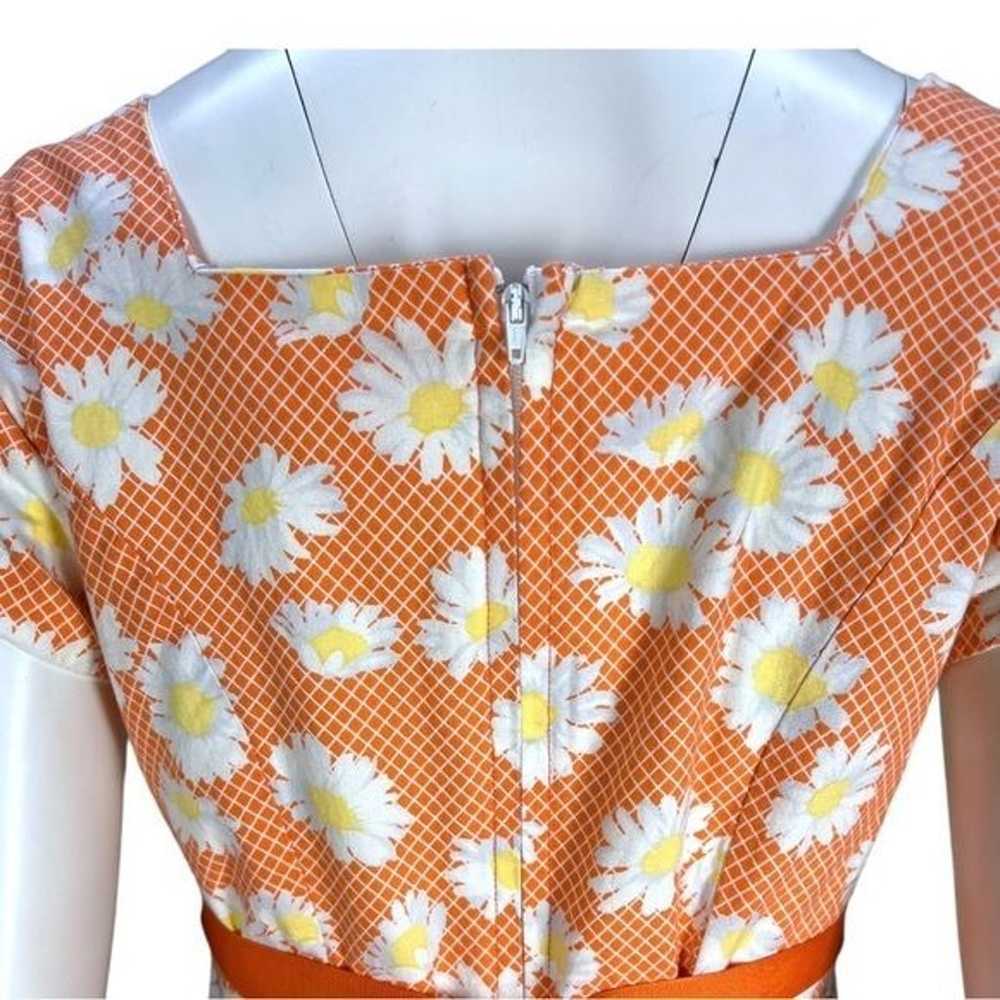 VTG 70’s handmade Orange off White Daisy Printed … - image 7