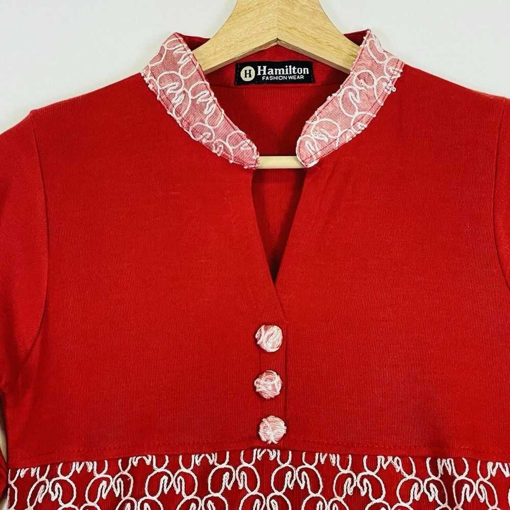 Hamilton Fashion Red Vintage 70s Boho Lace Embroi… - image 2