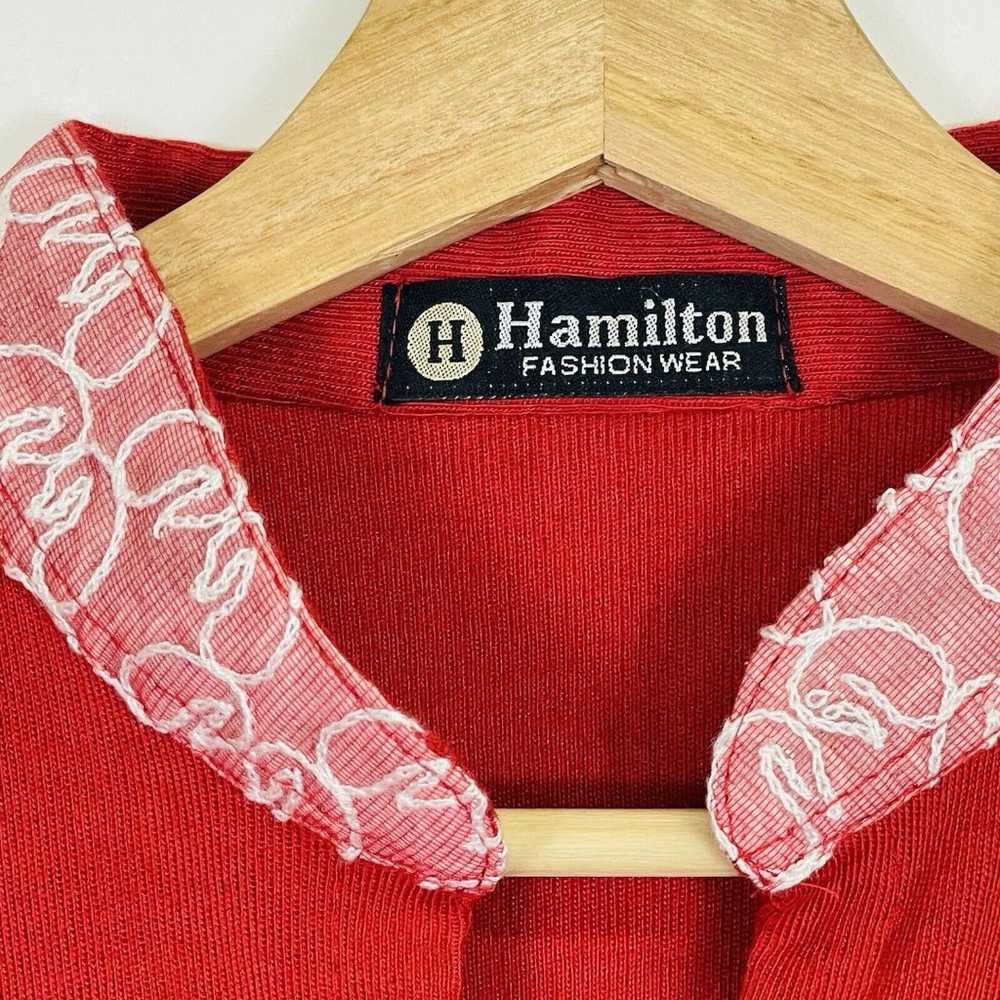 Hamilton Fashion Red Vintage 70s Boho Lace Embroi… - image 6