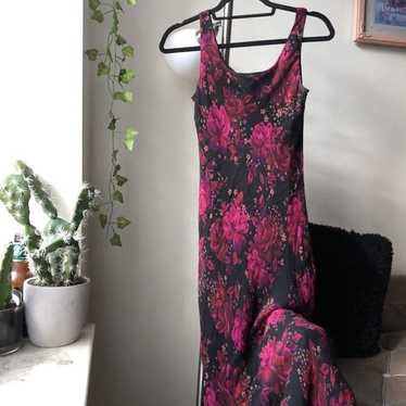 vintage floral maxi silk dress - image 1