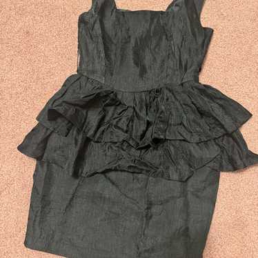 Small black vintage retro 80s ruffle party cockta… - image 1