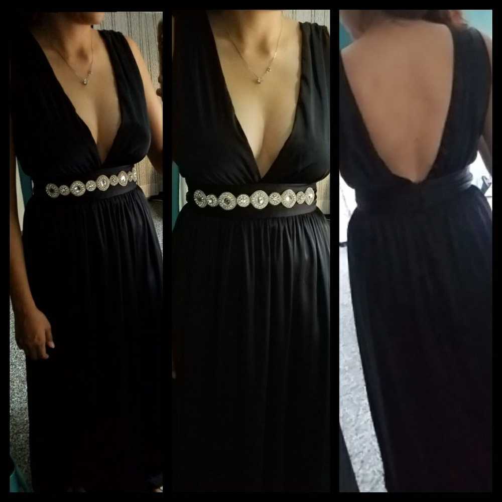 Custom Black Satin Dress - image 4