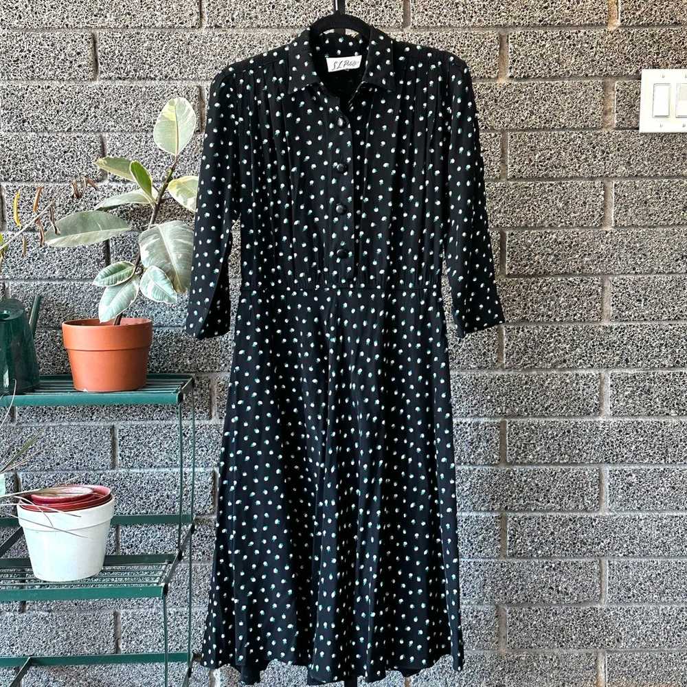 Vintage 70s Does 40s S.L. Petites Midi Dress - image 1