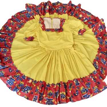 VTG Kate Schorer Yellow Square Dance Circle Dress 