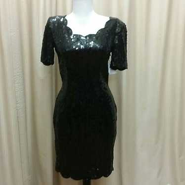 Bg S 6 vintage black sequin party dress