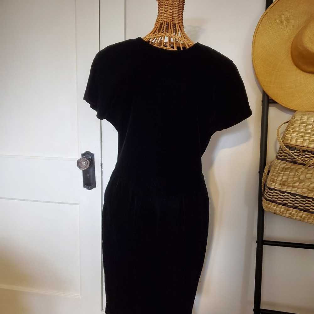 Vintage Donna Ricco New York Black Velvet Dress w… - image 3