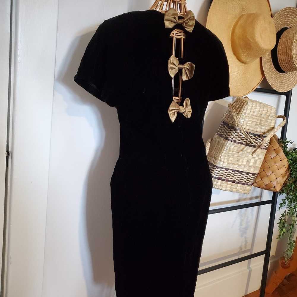 Vintage Donna Ricco New York Black Velvet Dress w… - image 4