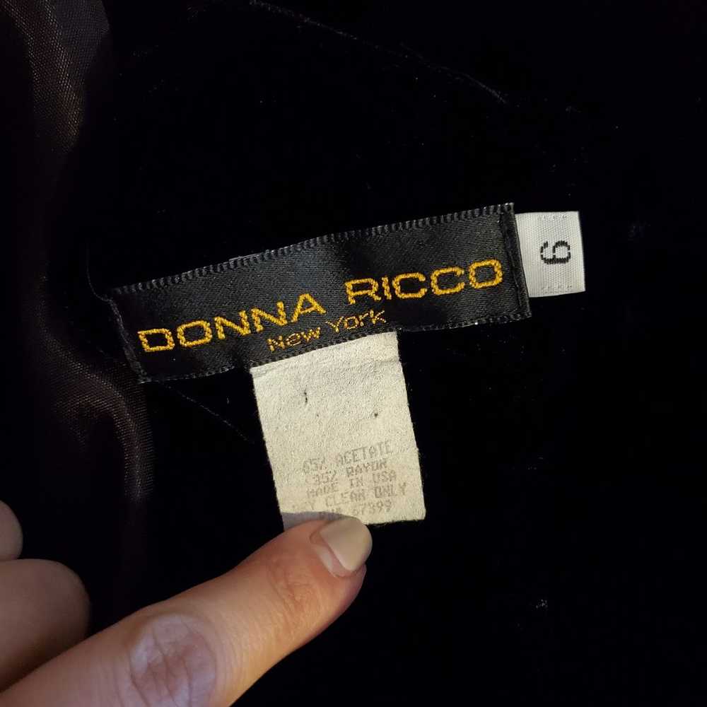 Vintage Donna Ricco New York Black Velvet Dress w… - image 5