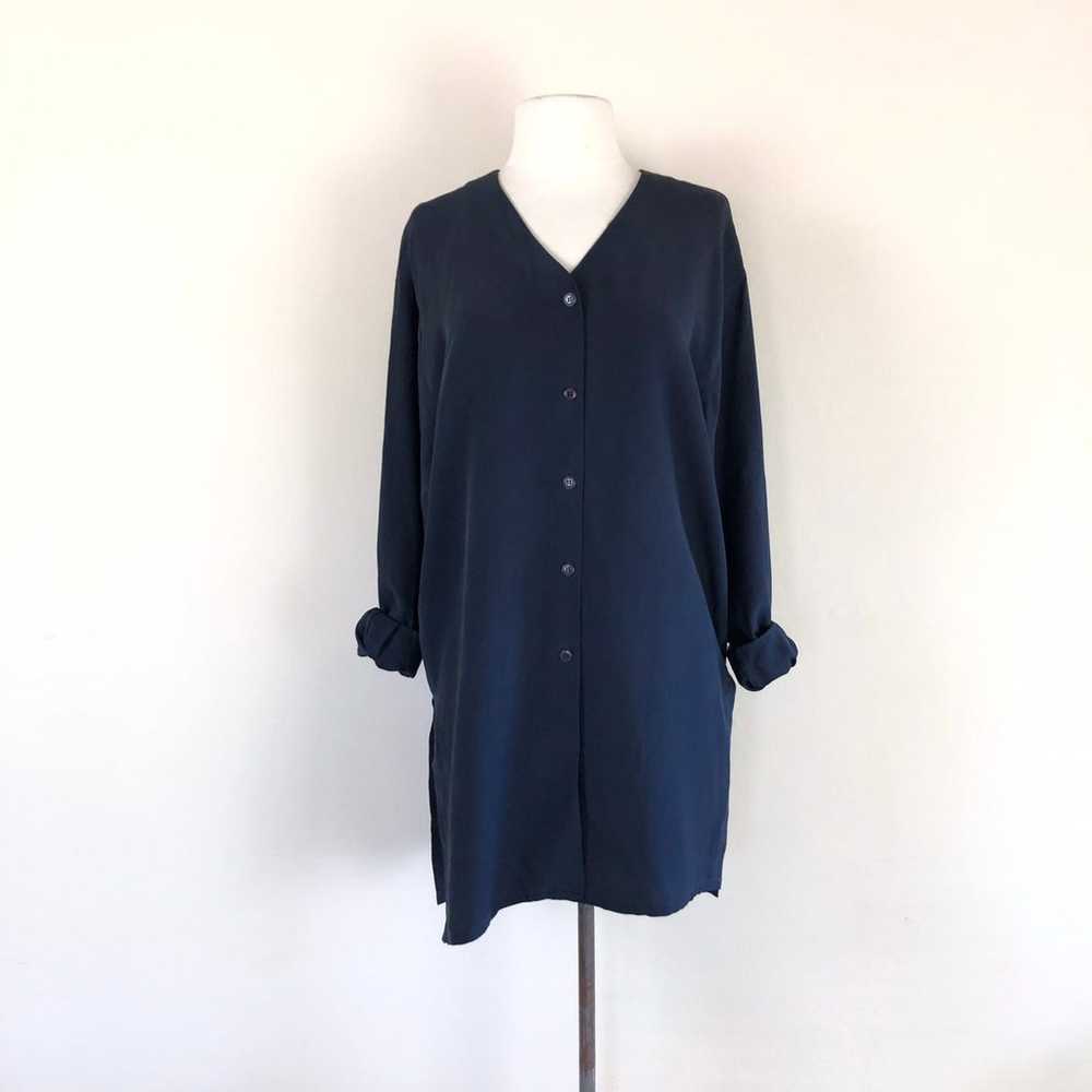 vintage 90s silk modern tunic matte silk shirt dr… - image 2