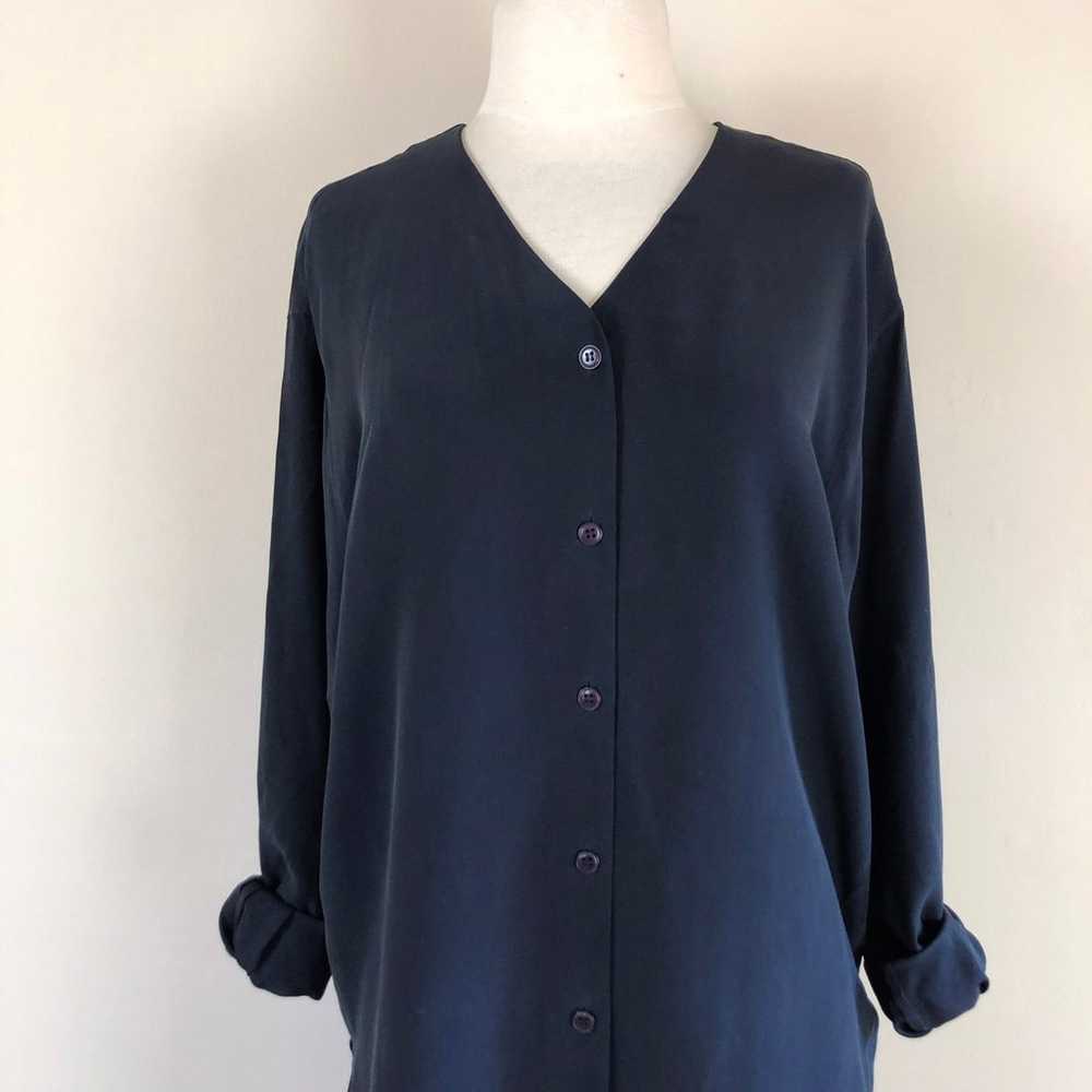 vintage 90s silk modern tunic matte silk shirt dr… - image 3