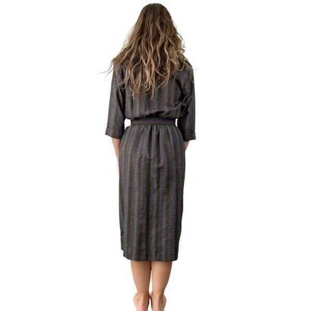 Jonathan Martin Vintage Striped Flannel Belted Dr… - image 4