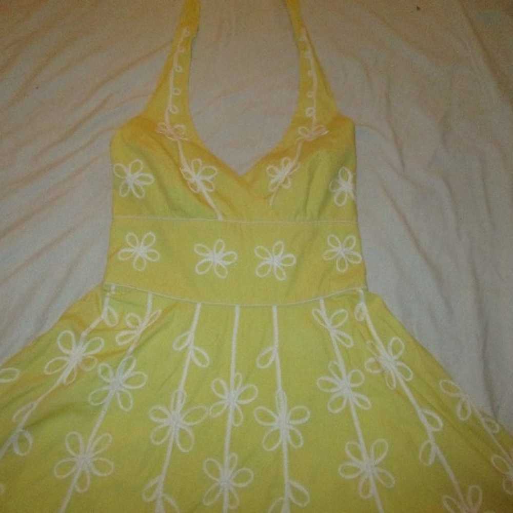 vintage Lilly Pulitzer yellow & white cotton halt… - image 10