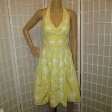 vintage Lilly Pulitzer yellow & white cotton halt… - image 1