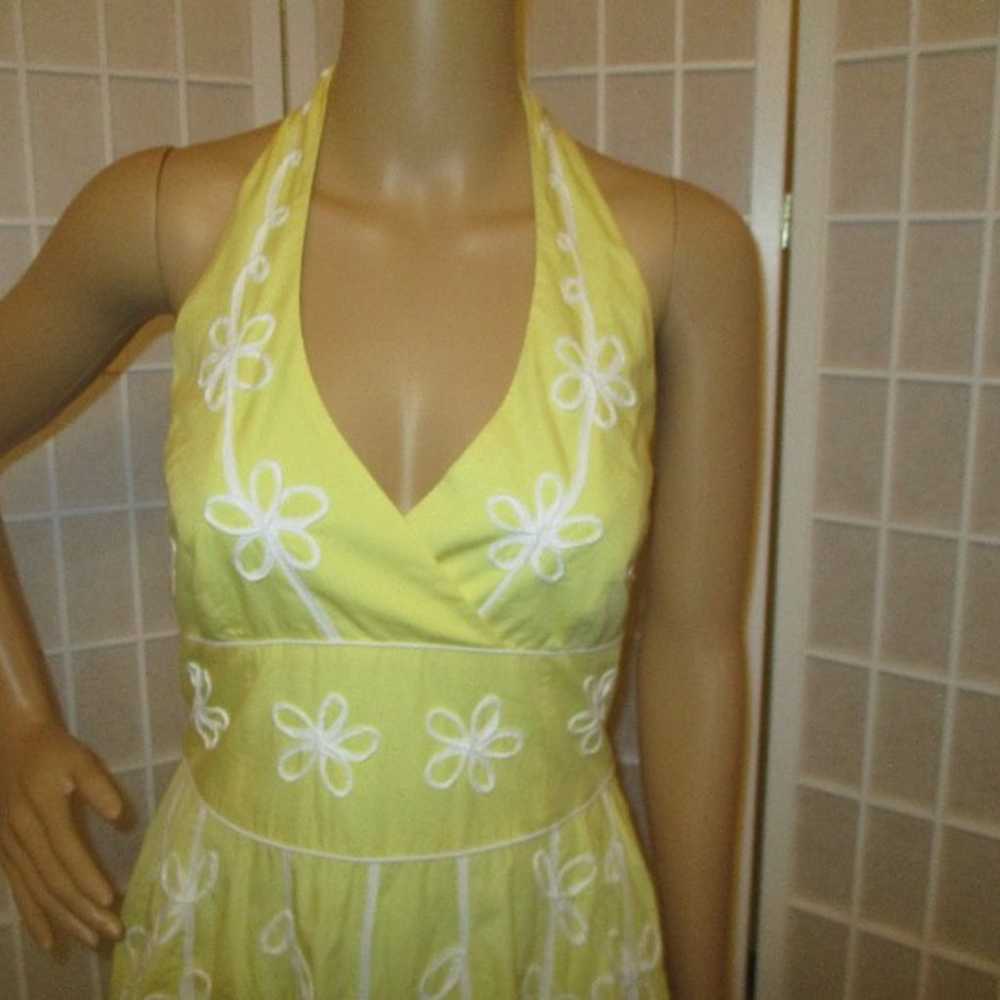 vintage Lilly Pulitzer yellow & white cotton halt… - image 2