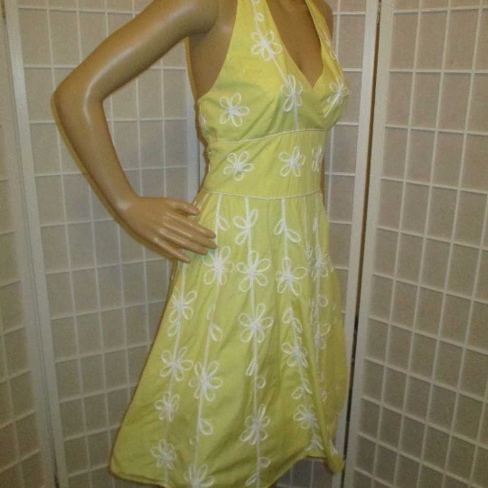 vintage Lilly Pulitzer yellow & white cotton halt… - image 3