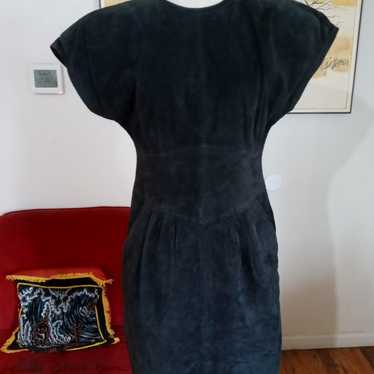 Vintage black suede dress by Morgan Taylor - image 1