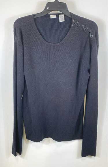 Armani Exchange Womens Black Ribbed Long Sleeve Pu