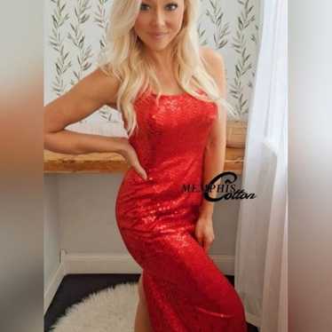 Adrianna Papéll Vintage Red Sequin Gown