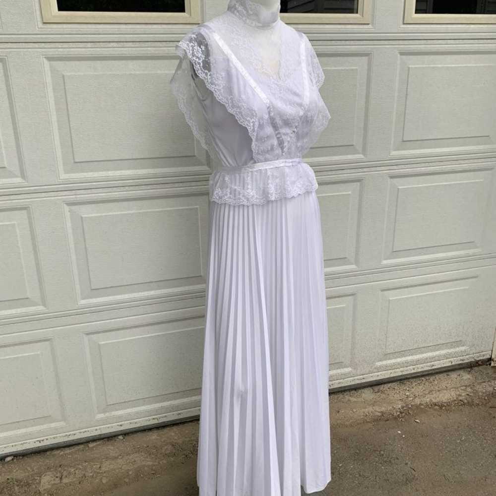 Vintage 70's White Lace Turtleneck Maxi - image 2