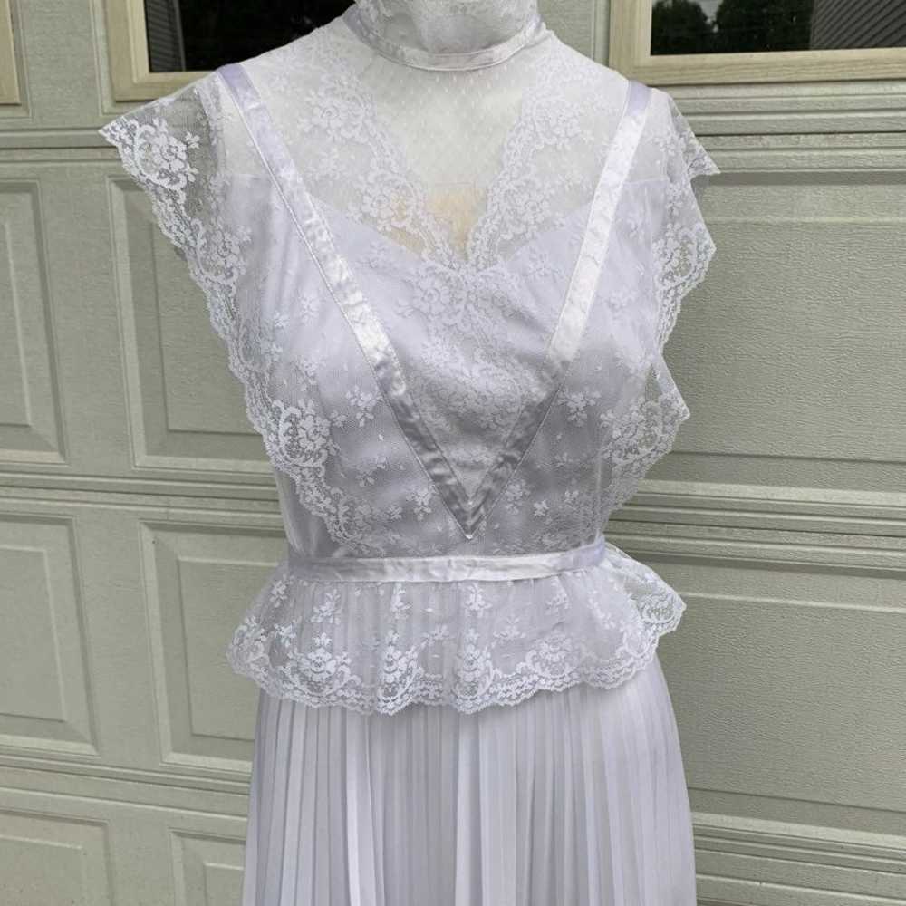 Vintage 70's White Lace Turtleneck Maxi - image 4