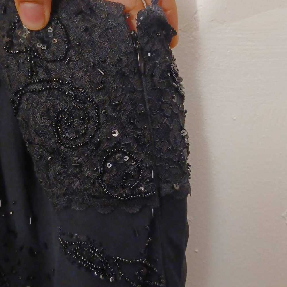 Cache vintage gown black beaded dress size 6 - image 10