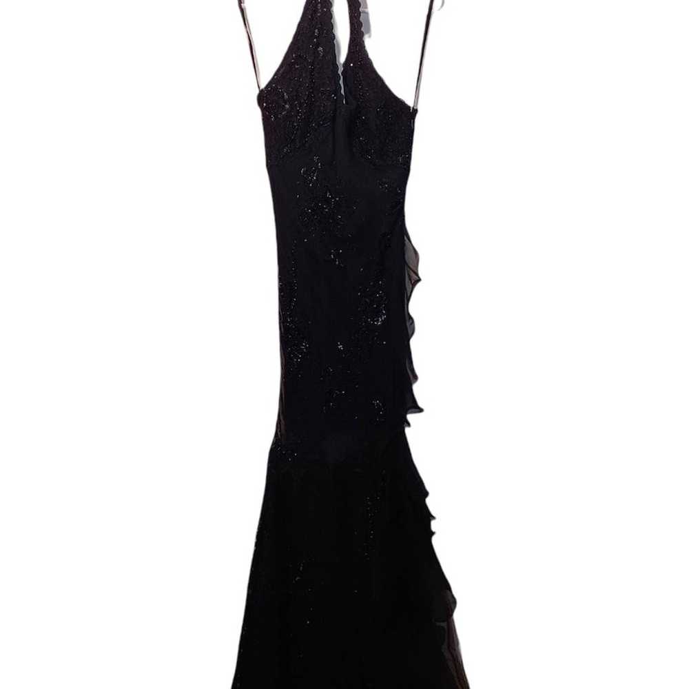 Cache vintage gown black beaded dress size 6 - image 1