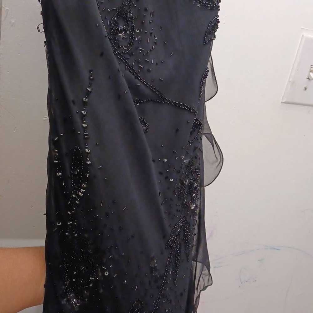 Cache vintage gown black beaded dress size 6 - image 9