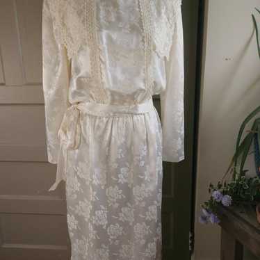 Scott McClintock Vintage 80s Ivory Floral Lace Sa… - image 1