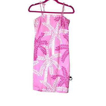 Lilly Pulitzer Dress Womens 6 Pink Palm Tree Slee… - image 1