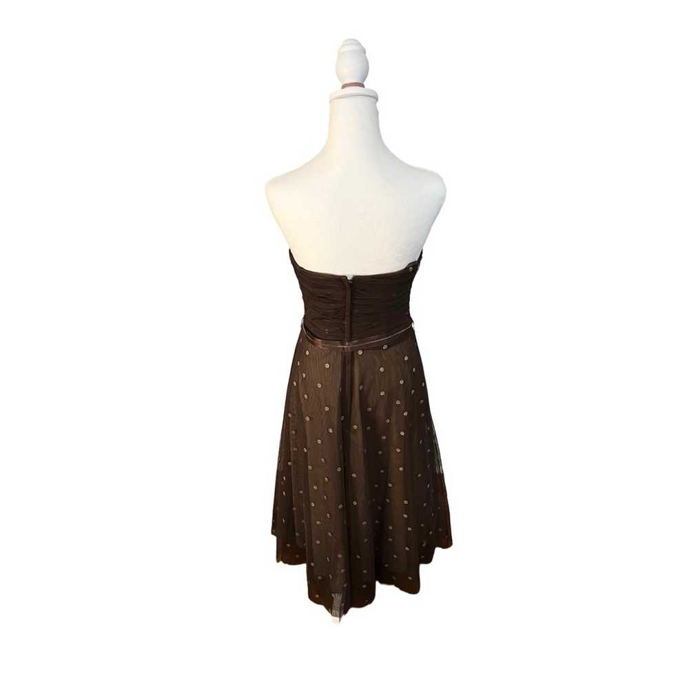 Y2K Brown Mesh Polka Dot Bustier Dress - image 7