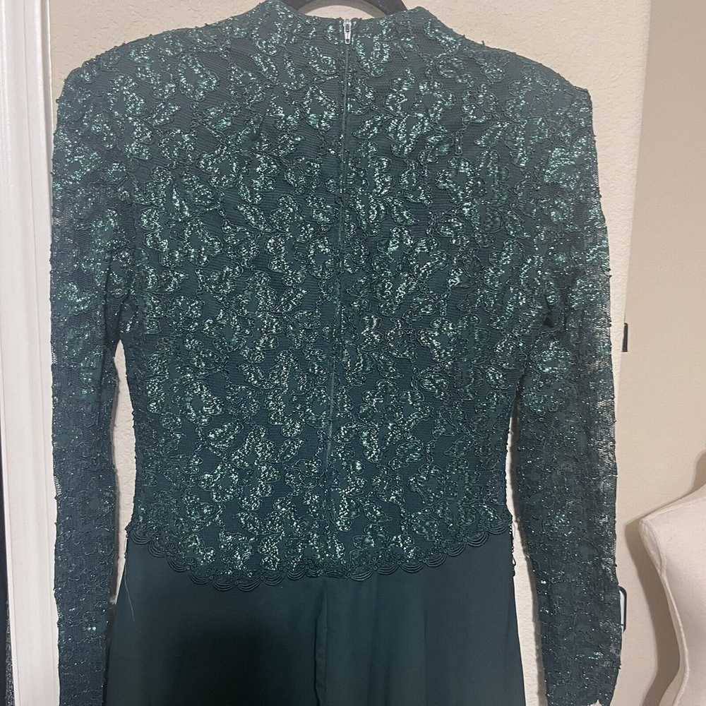 Vintage Green Cocktail Dress Sequins Beaded Midi … - image 8