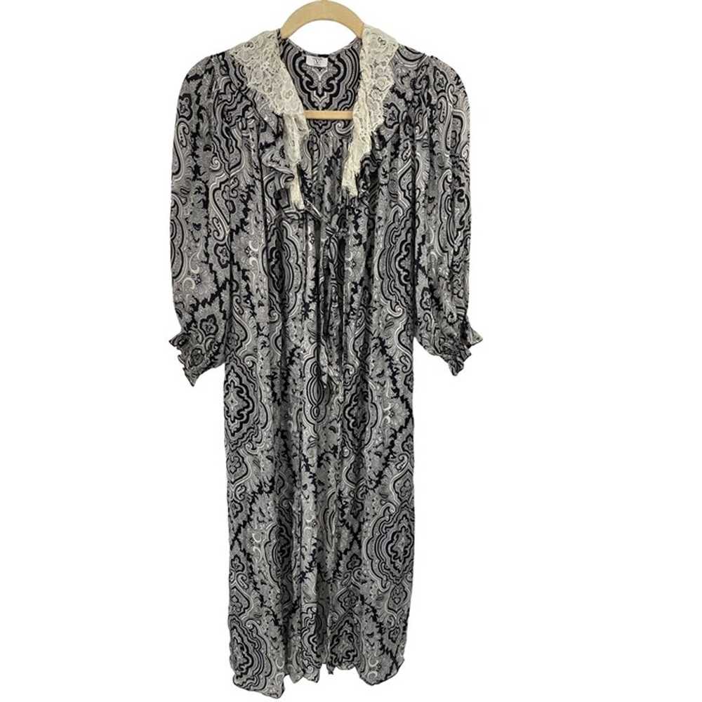 VINTAGE VALENTINO INTIMO SILKY ROBE WITH LACE TRI… - image 1