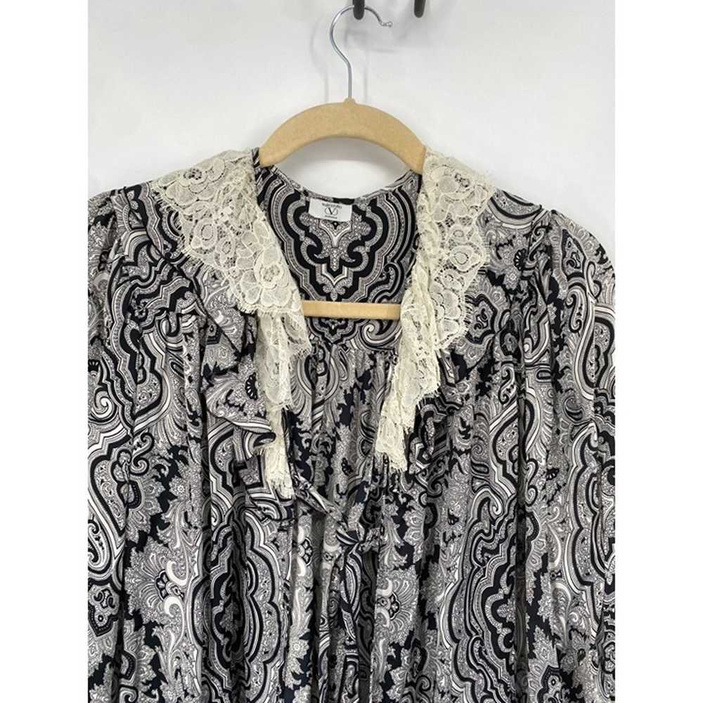 VINTAGE VALENTINO INTIMO SILKY ROBE WITH LACE TRI… - image 3