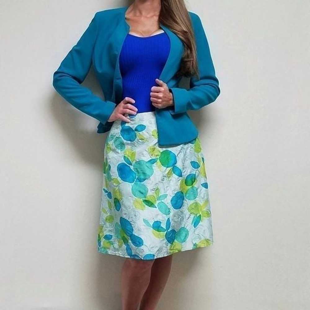 Vintage 90s Anne Klein Turquoise Blazer Abstract … - image 2