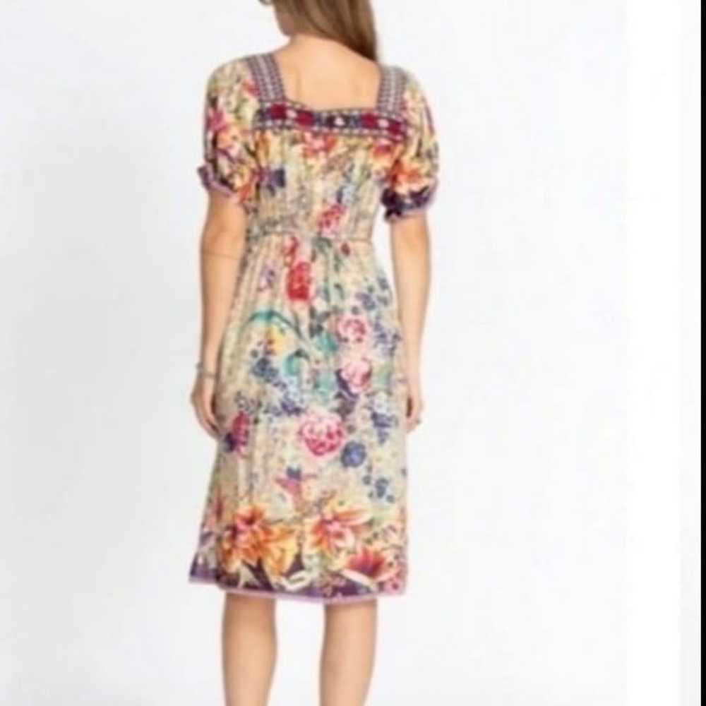 $498 Johnny Was 100% Silk Midi Boho Dress, S - M - image 4