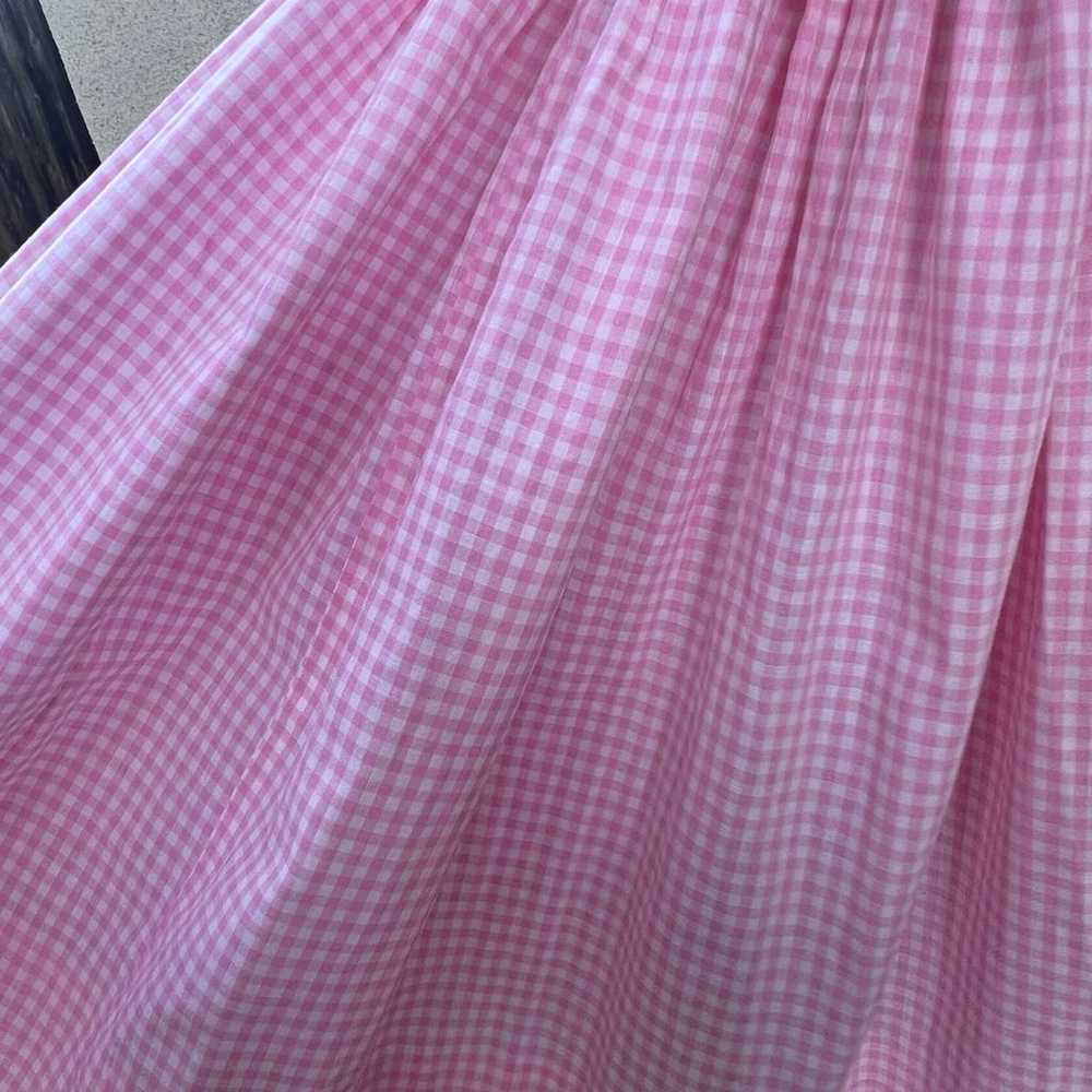 Vintage 60s gingham checker dress pink white blac… - image 10