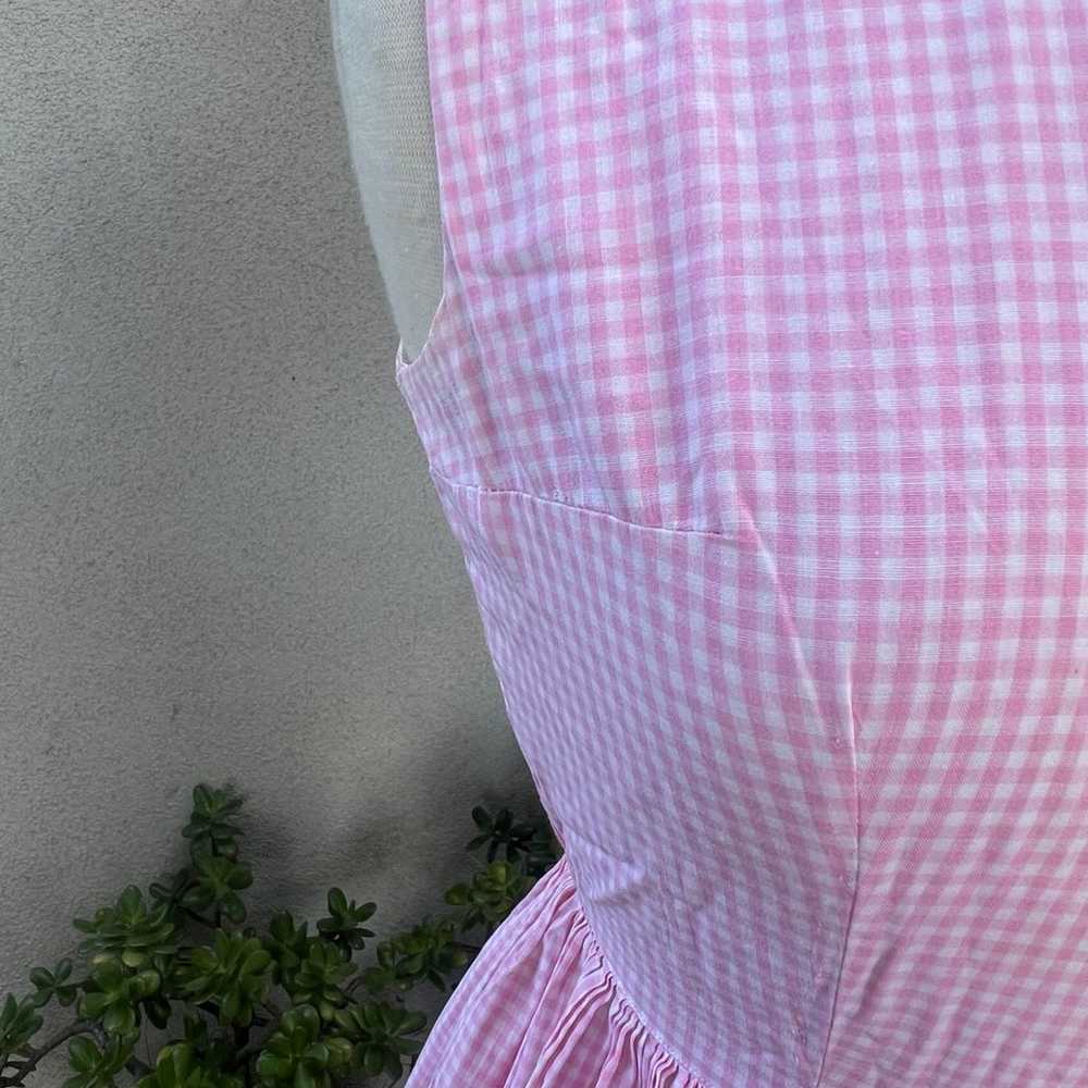 Vintage 60s gingham checker dress pink white blac… - image 11