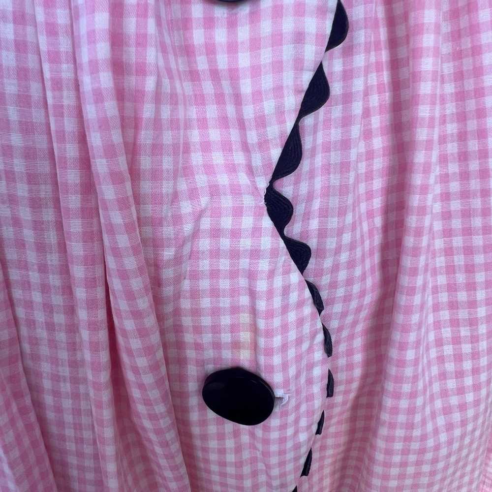 Vintage 60s gingham checker dress pink white blac… - image 7