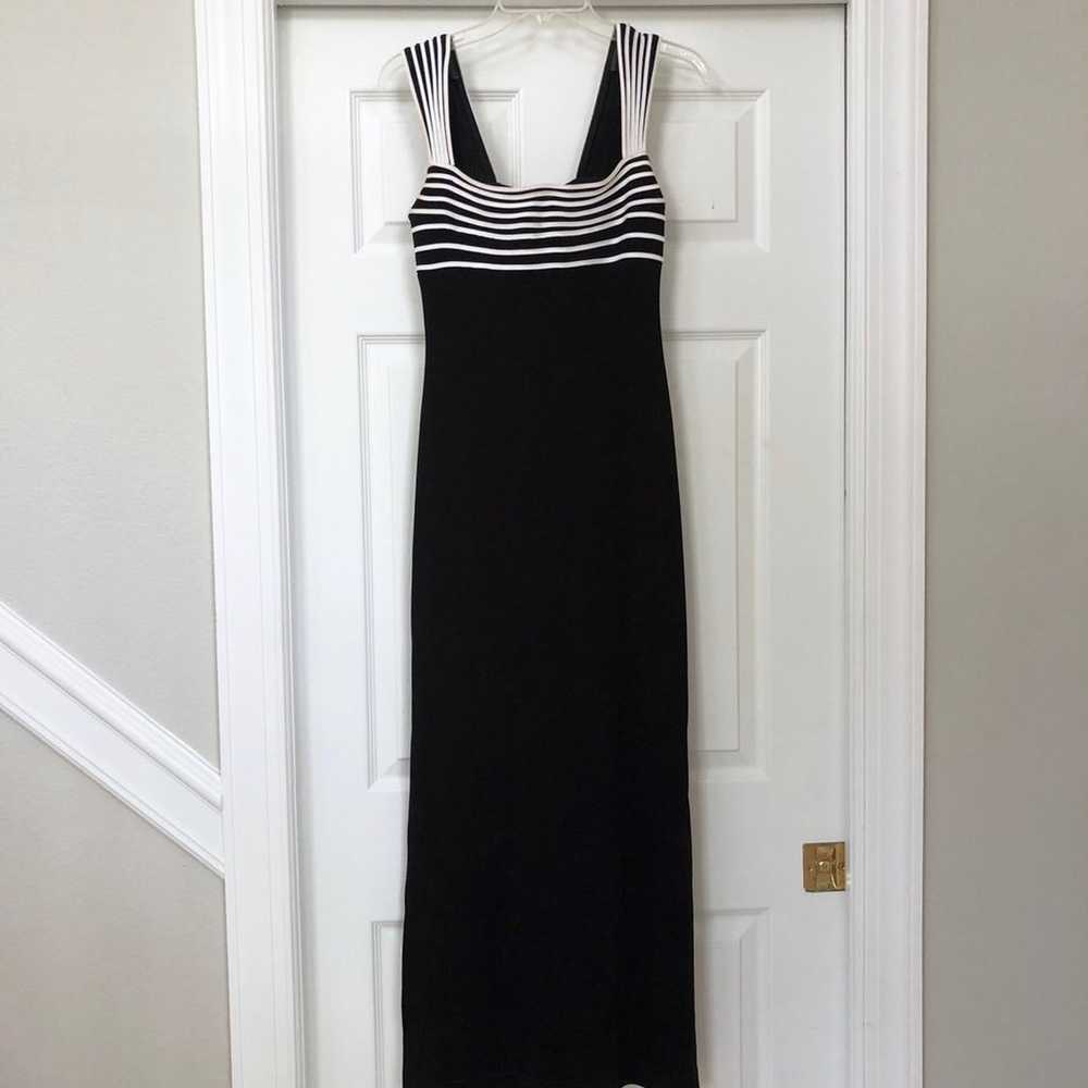 Tadashi Shoji Black White Stripe Gown - image 2