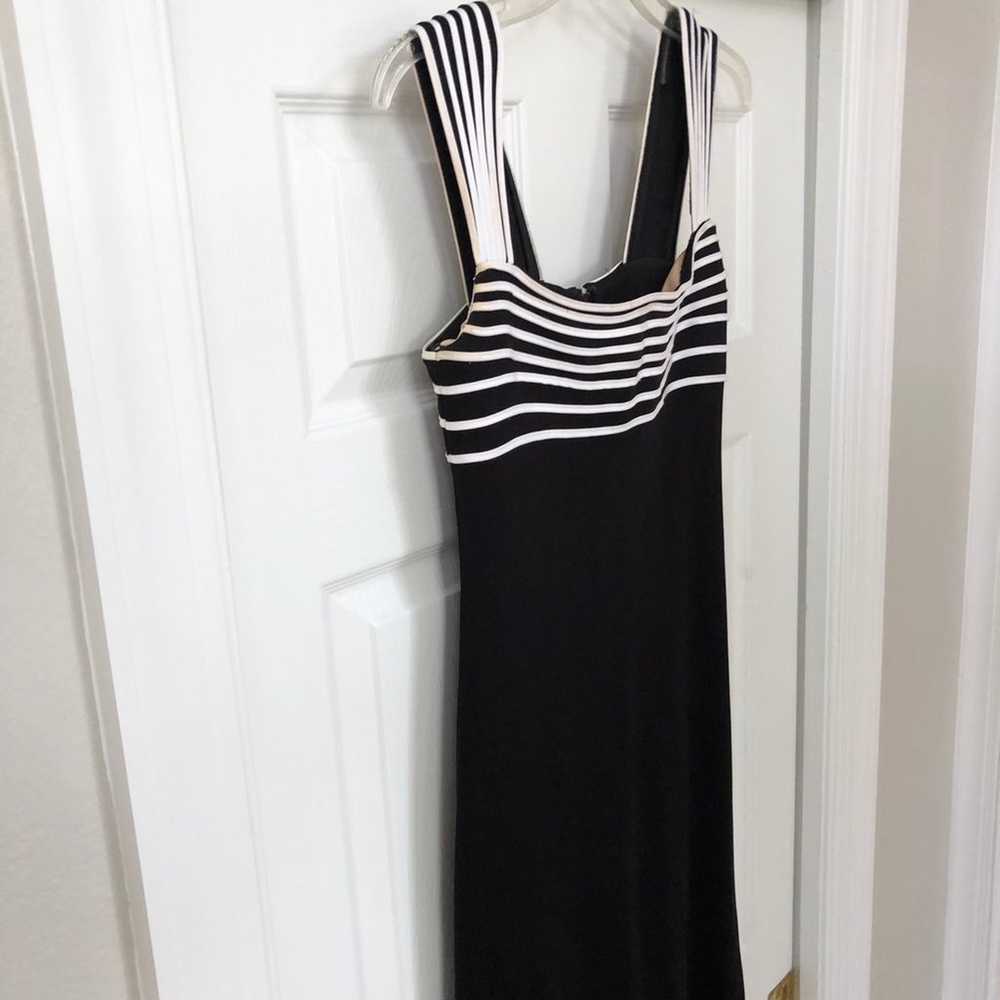 Tadashi Shoji Black White Stripe Gown - image 7