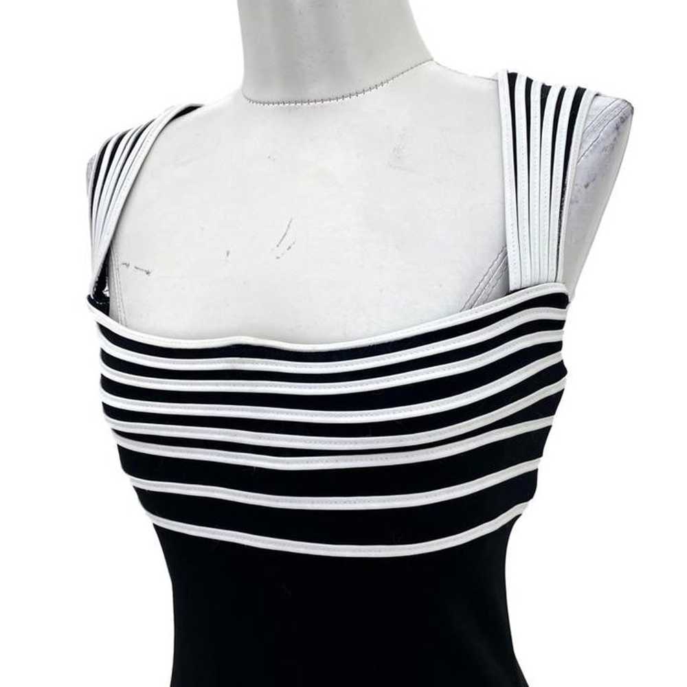 Tadashi Shoji Black White Stripe Gown - image 8