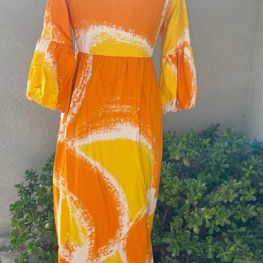 Vintage Hawaiian maxi dress luau orange yellow wh… - image 2