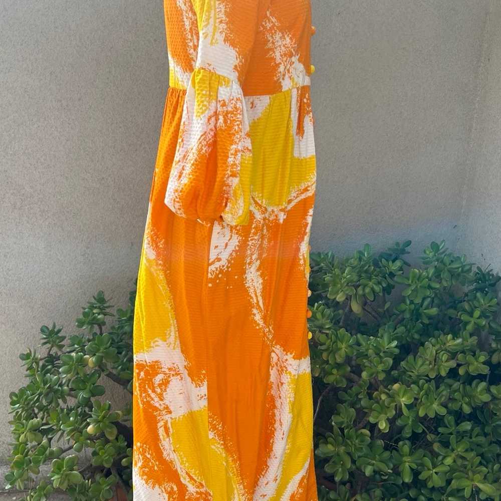 Vintage Hawaiian maxi dress luau orange yellow wh… - image 3