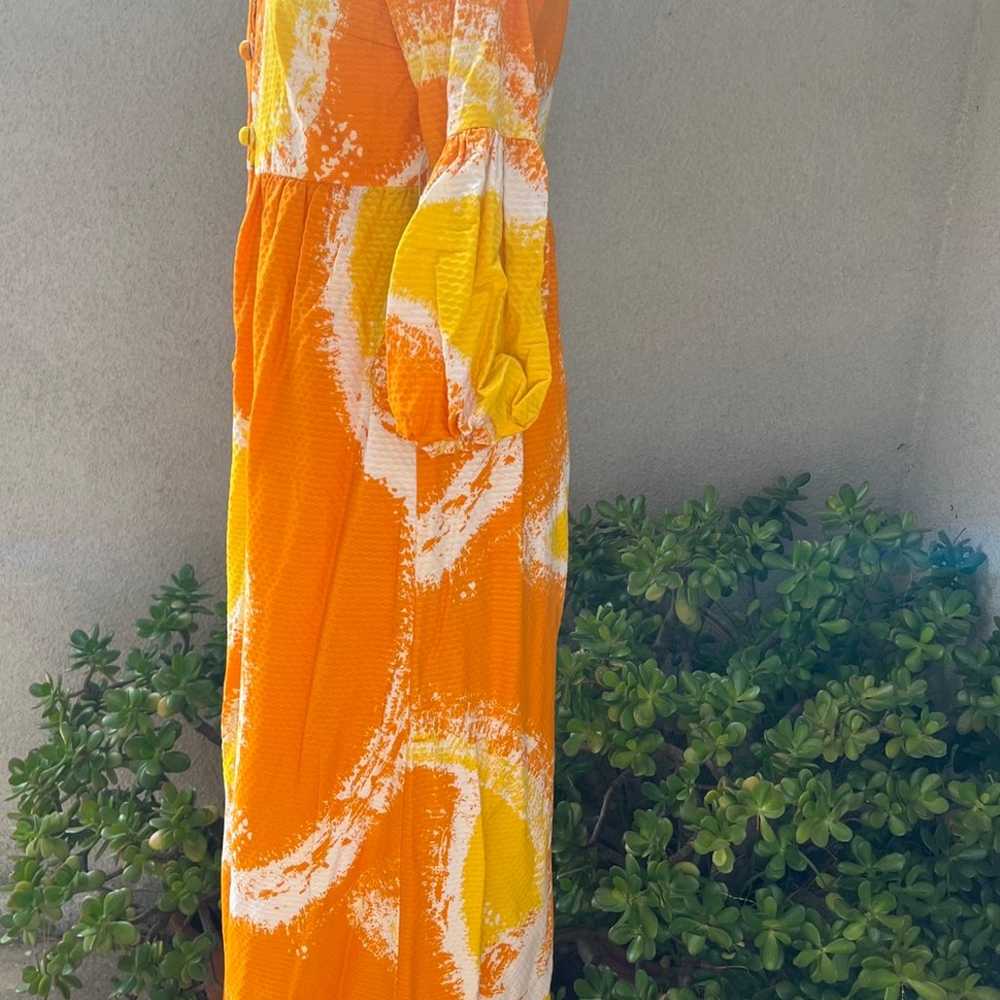 Vintage Hawaiian maxi dress luau orange yellow wh… - image 4