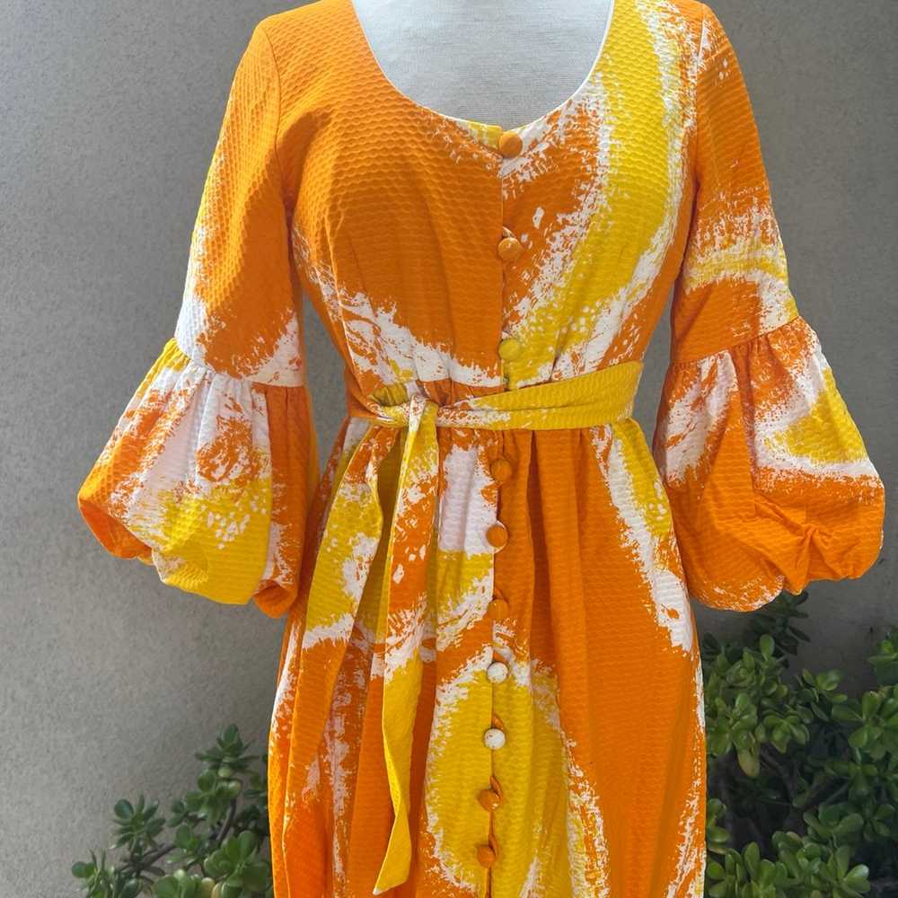 Vintage Hawaiian maxi dress luau orange yellow wh… - image 5